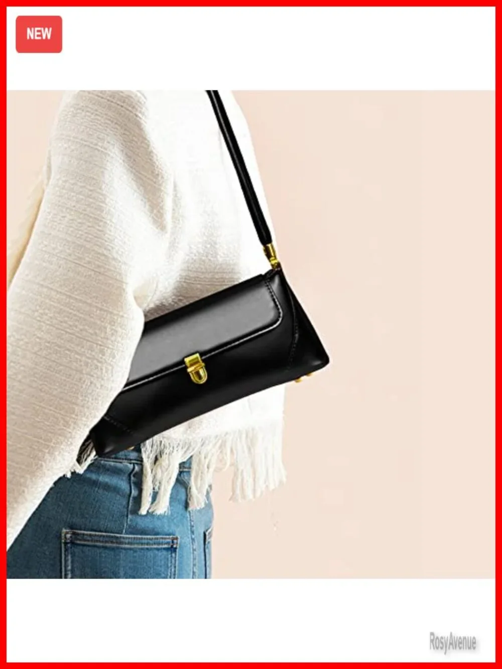 Vintage Small Hobo Handbag Faux Leather Shoulder Purse Clutch PU Leather Nylon